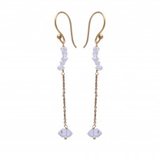  925 Sterling Silver Jewelry  Rough  Shape Herkimer Gemstone Gold Plated Earrings