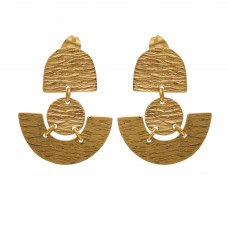  925 Sterling Silver Jewelry  Plain  Gold Plated Earring