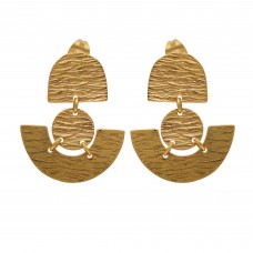  925 Sterling Silver Jewelry  Plain  Gold Plated Earring