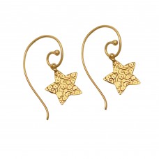  925 Sterling Silver Jewelry  Plain  Gold Plated Earring