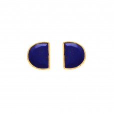  925 Sterling Silver Jewelry Mango Shape Lapis Lazuli  Gemstone Gold Plated Earrings