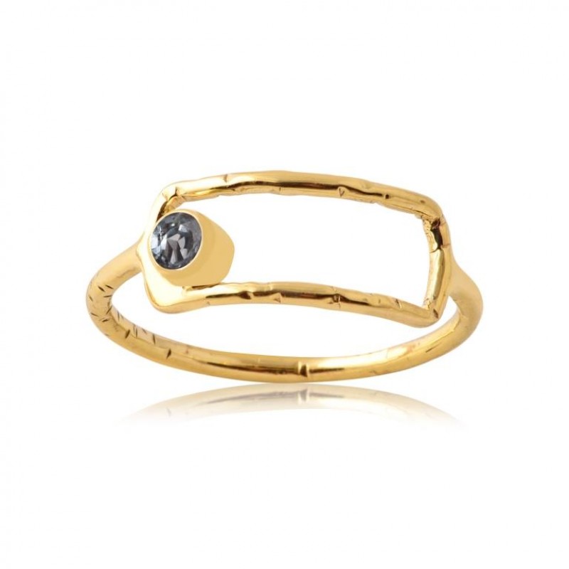 
									Pear Shape Labradorite Gemstone 925 Sterling Silver Gold Plated Ring : Price $14.80