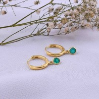 Green Onyx Gold Plated Earring, 925 Sterling Silver Handmade Jewelry, Delicate Jewelry, Dainty Earring