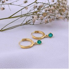 Green Onyx Gold Plated Earring, 925 Sterling Silver Handmade Jewelry, Delicate Jewelry, Dainty Earring