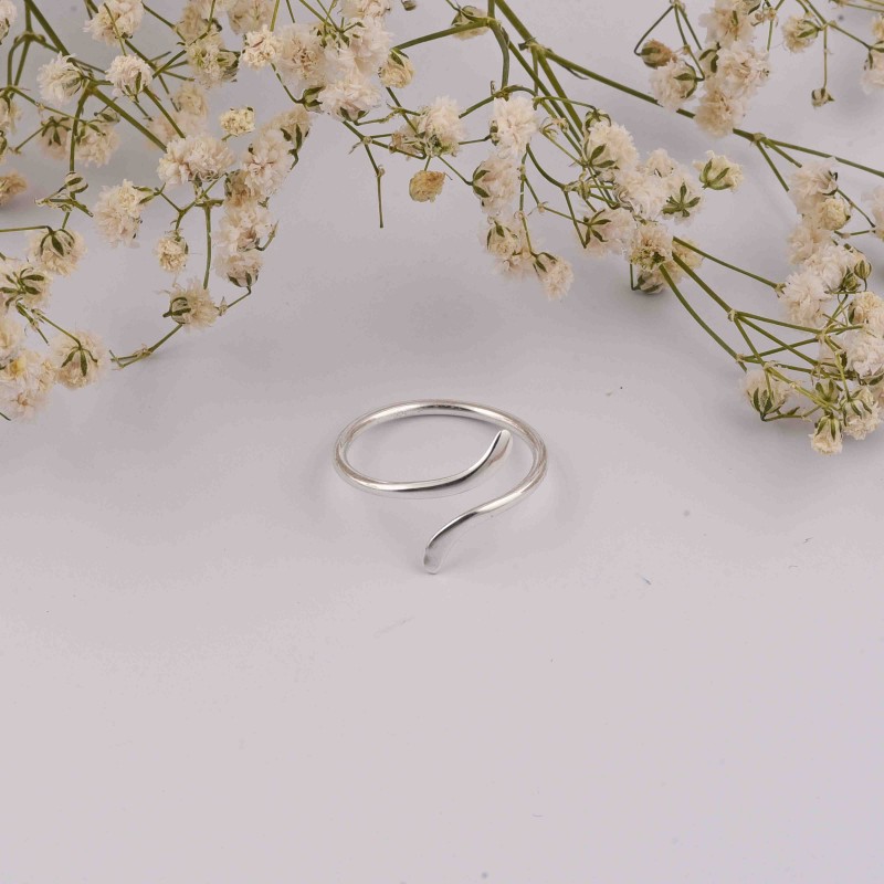 925 Sterling Silver Adjustable Ring, Silver Irregular Ring, Twist Ring, Minimalist Ring, Abstract Ring, Trendy Unique Ring, Modern Ring