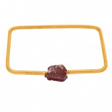  Amazing Design Garnet Rough Silver Gold Plated Bangle 