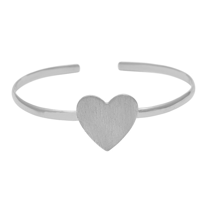 925 Sterling Silver Plain Heart Shape Designer Gold Plated Bangle Jewelry