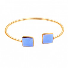 Square Shape Tanzanite Gemstone 925 Sterling Silver Bangle Jewelry