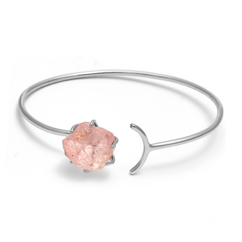925 Sterling Silver Jewelry Rose Chalcedony Gemstone Bangle Suppliers