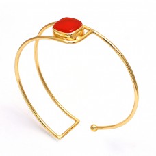 Square Shape Carnelian Gemstone 925 Silver Jewelry Bangle