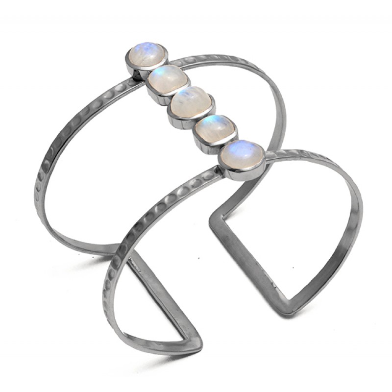 Rainbow Moonstone 925 Sterling Silver Jewelry Gold Plated Bangle