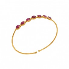 Round Shape Ruby Gemstone 925 Sterling Silver Jewelry Bangle