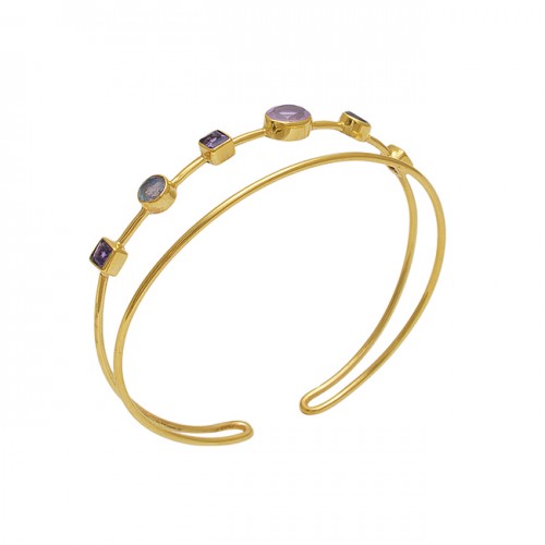 925 Sterling Silver Jewelry Gemstone Gold Plated Bangle Suppliers