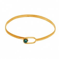 Green onyx balls sterling silver gold plated bangle jewelry