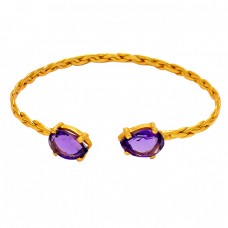 Amethyst pear sterling silver gold plated bangle jewelry