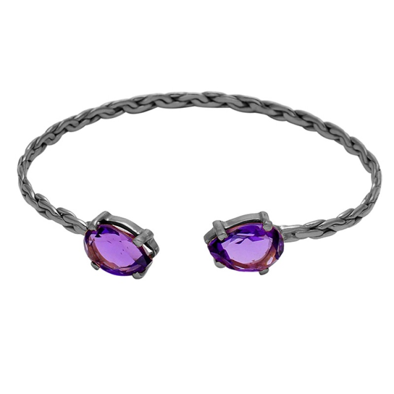 Amethyst pear sterling silver gold plated bangle jewelry