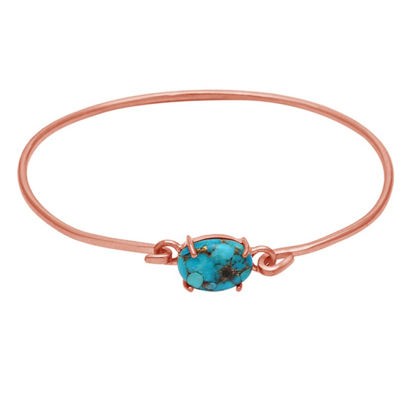 Blue Copper Turquoise sterling silver gold plated bangle 