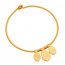 Handmade Adjustable Plain Sterling Silver Gold Plated Bangle Jewelry : Price $29.50