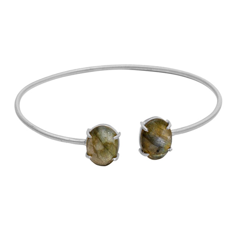 Labradorite oval sterling silver gold plated bangle jewelry