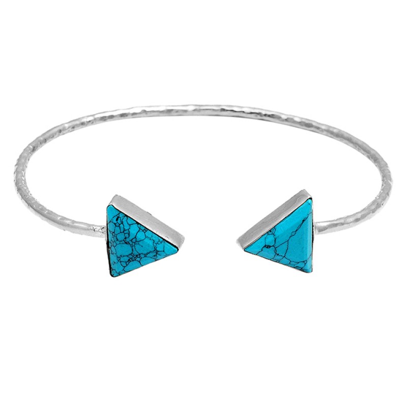Matrix Turquoise trianlge sterling silver gold plated bangle jewelry