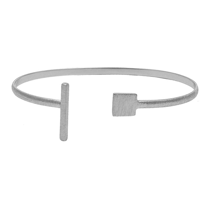 Attractive Plain Silver Designer 925 Sterling Silver Adjustable Gold Plated Bangle Jewelry