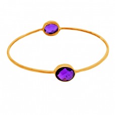 Amethyst oval sterling silver gold plated bangle jewelry