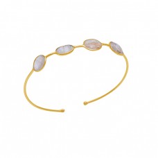 Oval Shape Golden Rutile Quartz Gemstone 925 Silver Jewelry Bangle