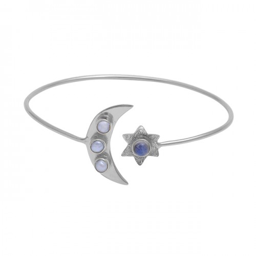 Pearl Rainbow Moonstone 925 Sterling Silver Jewelry Bangle Suppliers