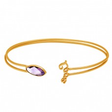 Amethyst marquise sterling silver gold plated bangle jewelry