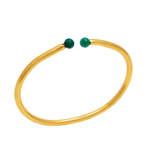 Balls Emerald Gemstone 925 Sterling Silver Jewelry Gold Plated Bangle
