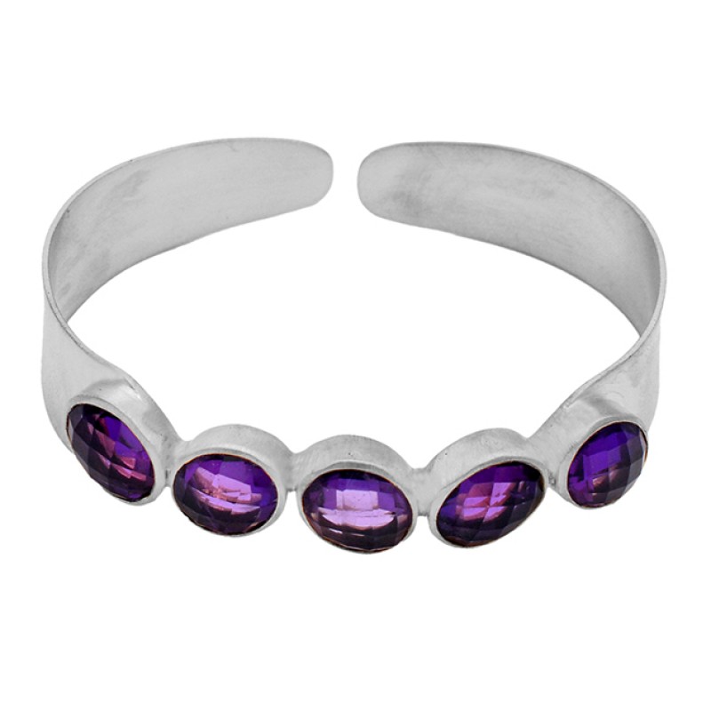 Amethyst oval sterling silver gold plated bangle jewelry