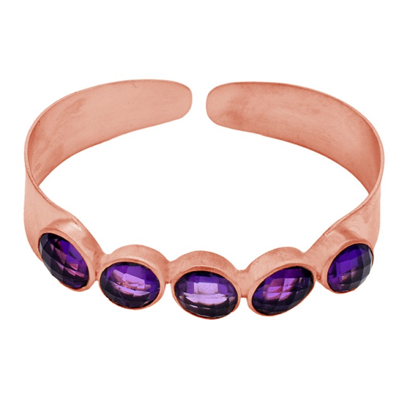 Amethyst oval sterling silver gold plated bangle jewelry