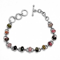 Oval Shape Tourmaline Gemstone 925 Sterling Silver Designer Bracelet