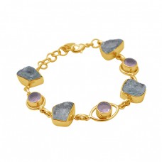 Raw Material Gemstone 925 Sterling Silver Jewelry Gold Plated Bracelet