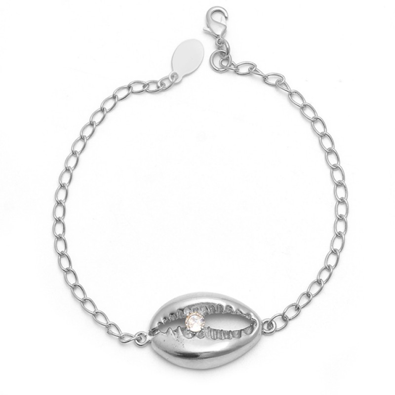 Round Shape Cubic Zirconia Gemstone 925 Silver Jewelry Bracelet