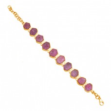 Raw Material Ruby Rough Gemstone 925 Sterling Silver Handcrafted Bracelet Jewelry