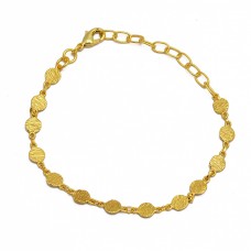 Handmade 925 Sterling Silver Plain Designer Gold Plated Bracelet Jewelry