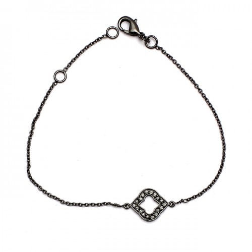 Handmade Pave Cubic Zirconia Gemstone 925 Sterling Silver Black Rhodium Bracelet Jewelry