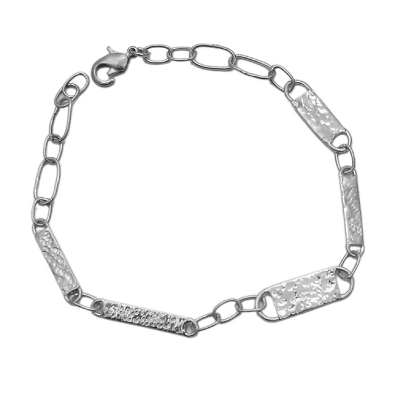 Hammered Finished Plain Designer Bracelet 925 Sterling Silver Gold Plated Jewelry