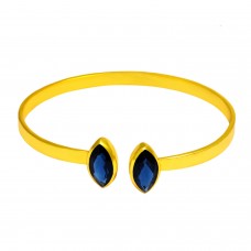 Iolite marquise sterling silver gold plated bangle jewelry