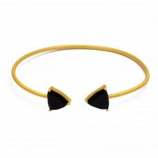 Black onyx sterling silver gold plated bangle jewelry