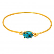 Blue Copper Turquoise sterling silver gold plated bangle 