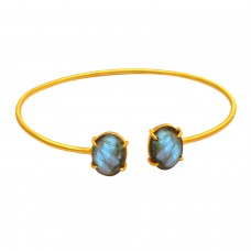 Labradorite oval sterling silver gold plated bangle jewelry