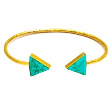 Matrix Turquoise trianlge sterling silver gold plated bangle jewelry