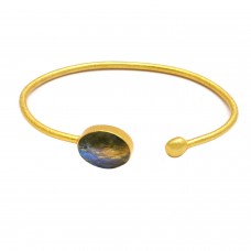 Blue Grey Labradorite sterling silver gold plated bangle jewelry