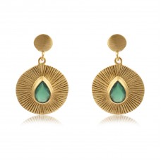 Green Onyx Gold Plated Earring, 925 Sterling Silver Handmade Jewelry, Delicate Jewelry, Dainty Earring