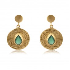 Green Onyx Gold Plated Earring, 925 Sterling Silver Handmade Jewelry, Delicate Jewelry, Dainty Earring