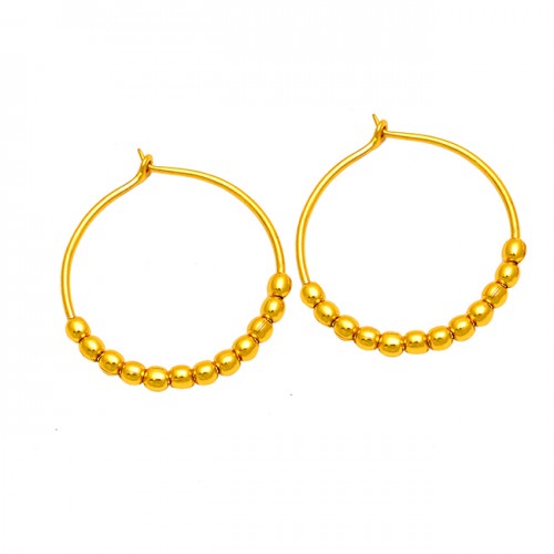 925 Sterling Silver Plain Handcrafted Designer Gold Plated Earrings