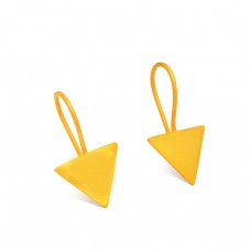 Handcrafted Designer Triangle Shape Plain Designer 925 Sterling Silver Gold Plated Earrings