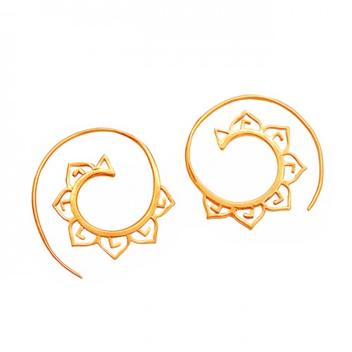 925 Sterlig Silver Plain Handmade Designer Gold Plated Unique Hoop Earrings